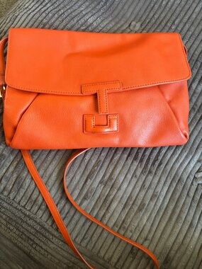 Tory Burch Orange Leather Crossbody Shoulder Bag